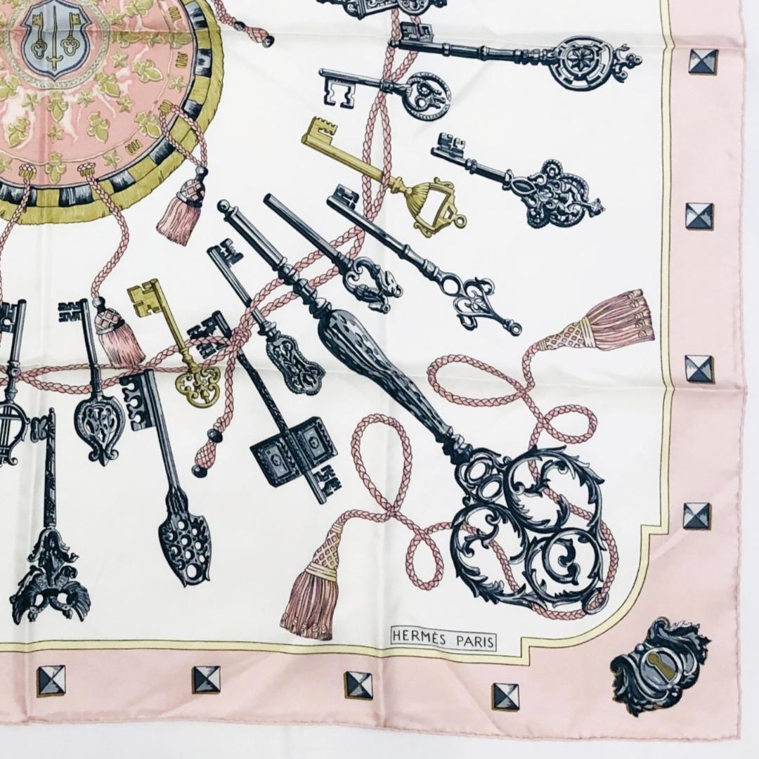 HERMES エルメス カレ90 鍵柄 LES CLES スカーフ タグあり