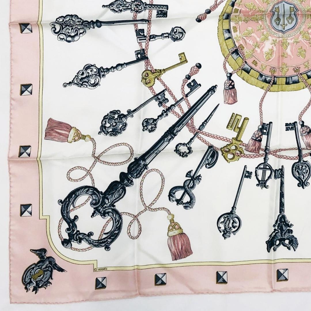 HERMES エルメス カレ90 鍵柄 LES CLES スカーフ タグあり