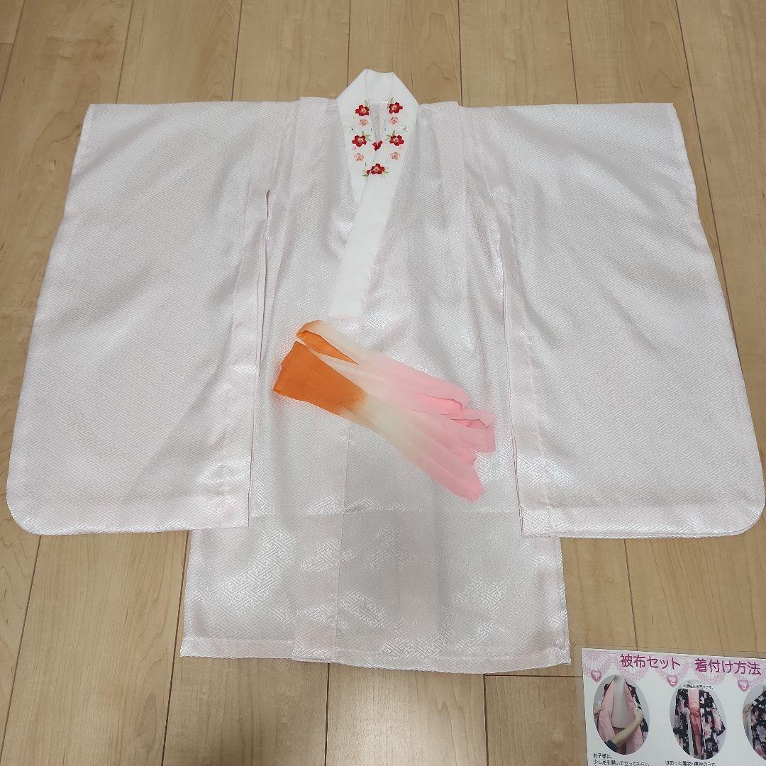 七五三 フルセット　女の子　着物　被布　セット 赤とピンク 花柄　さくら　3歳