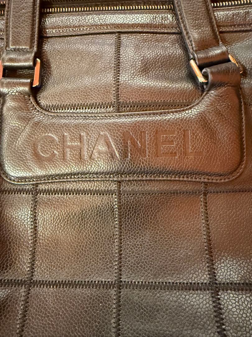 美品　CHANEL キャビアスキン ボストンバッグブラック