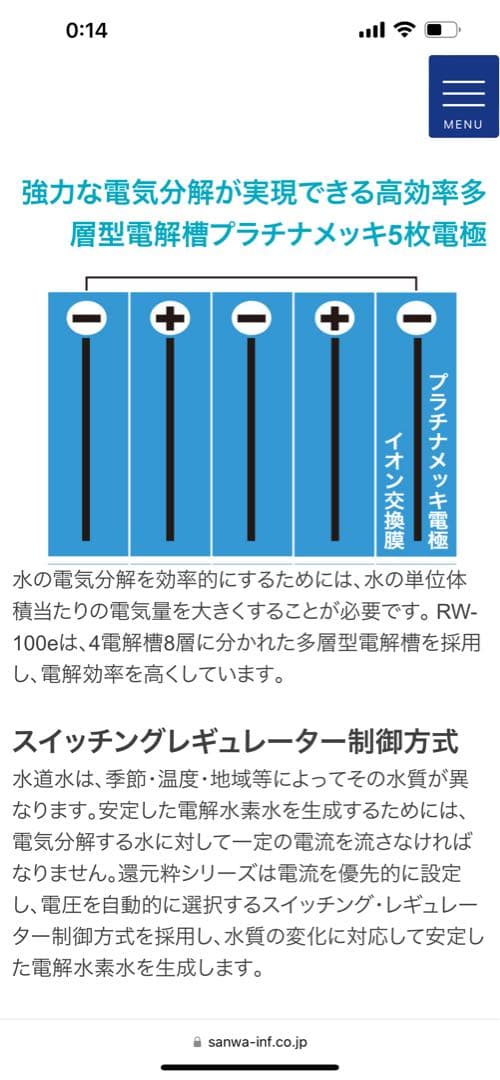 浄水器　三和　還元水RW100e