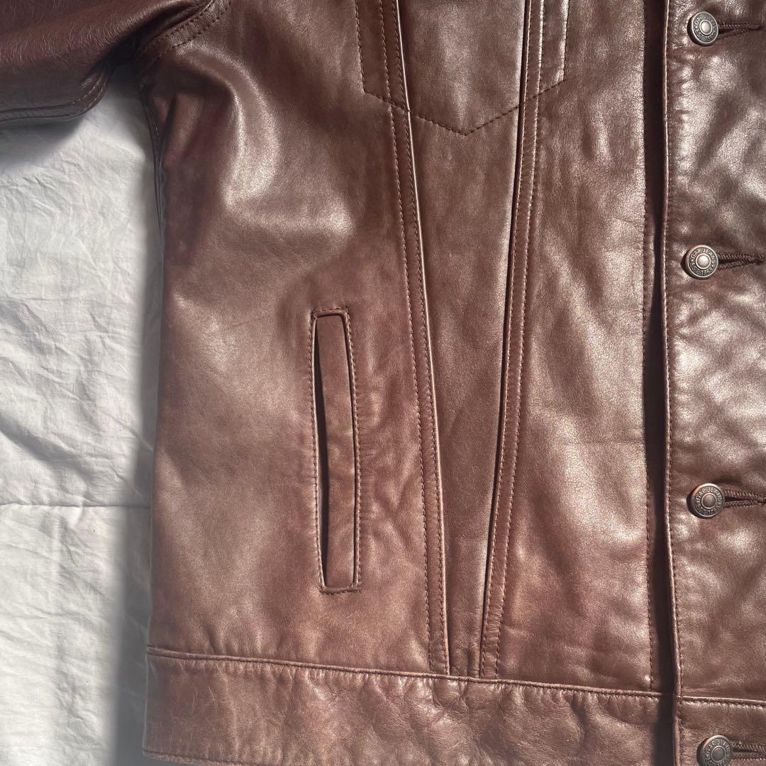 ジャケット・アウター 90s old gap trucker type leather jacket