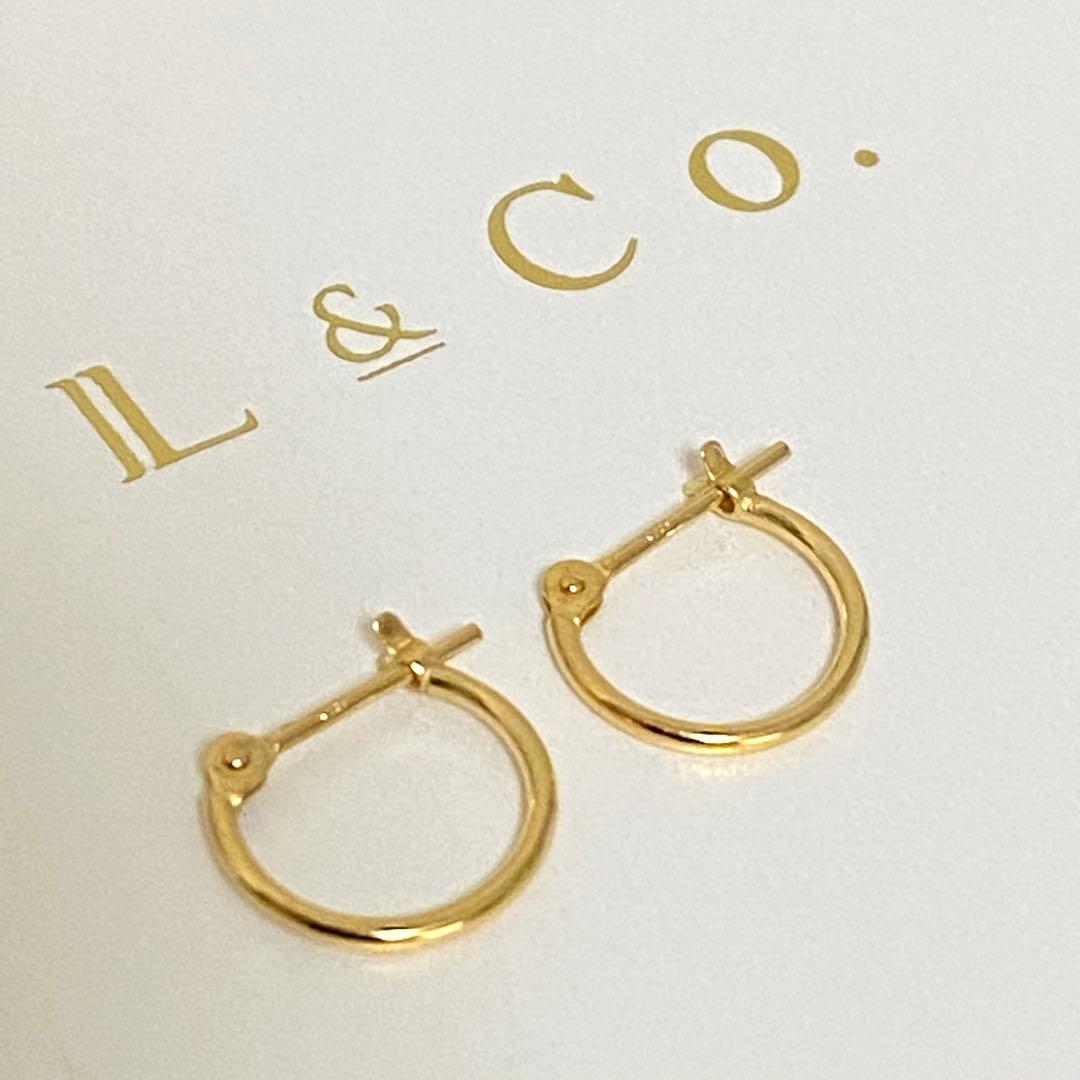 L&Co. エルアンドコー K18 フープ ピアス　1mm幅×10mm