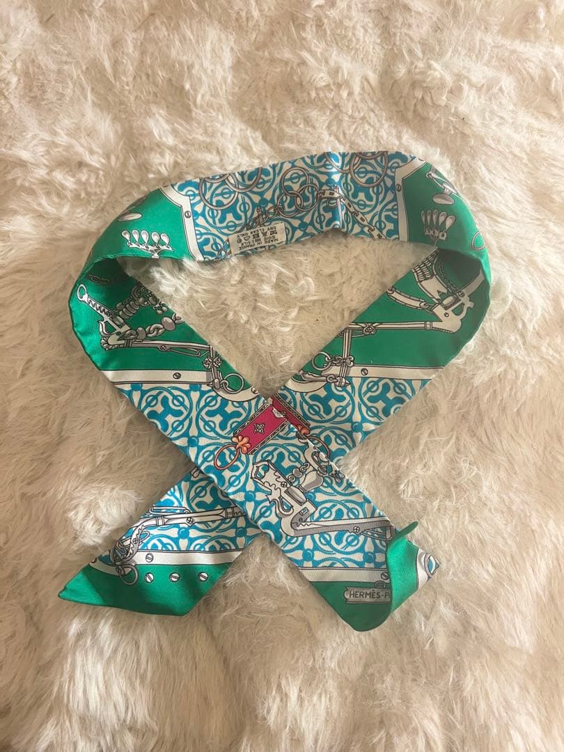 【極美品】エルメス ツイリー モール・エ・グルメット・リミックス グリーン