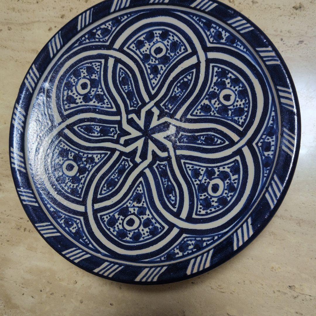 モロッコ フェズ丸皿 手描き模様 20cm 2枚