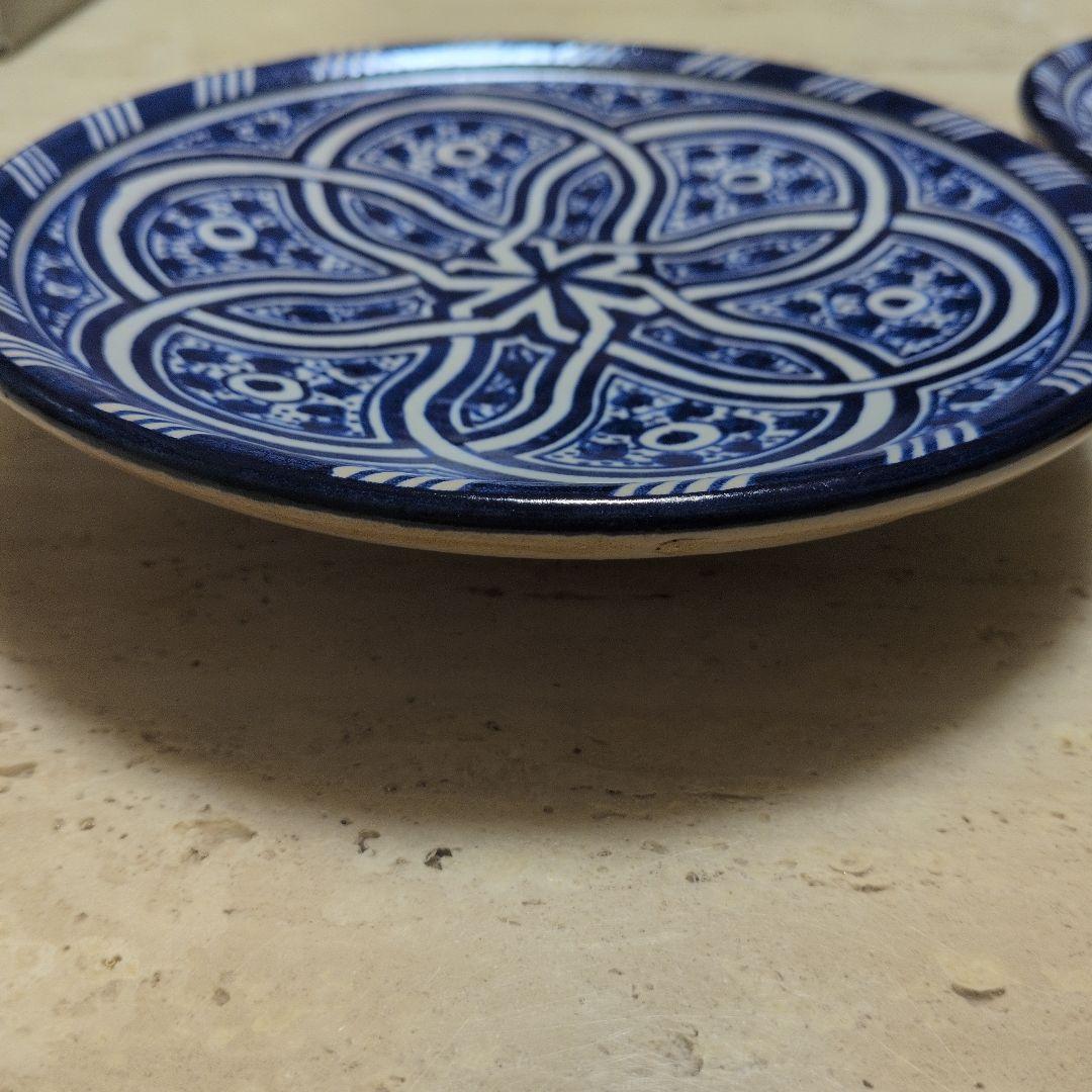 モロッコ フェズ丸皿 手描き模様 20cm 2枚
