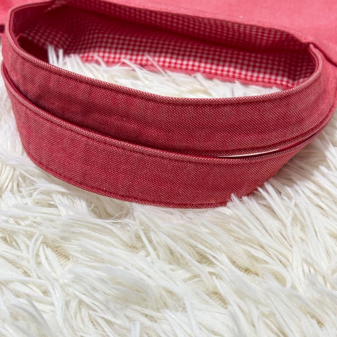 希少✨大人気！familiar デニムバッグ　レッド系　手刺繍