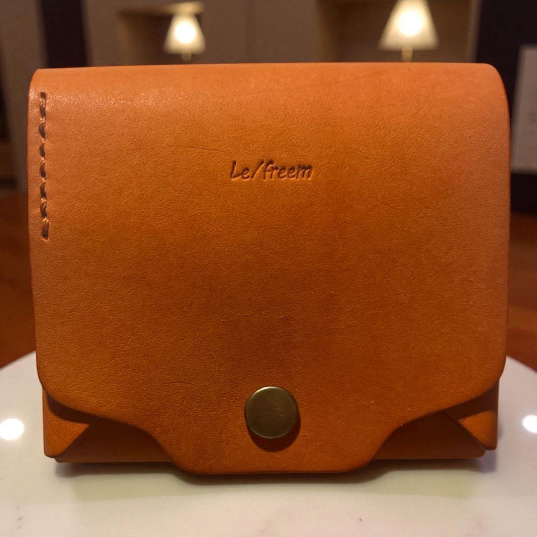 Le/freem オレンジ レザー ミニ財布　ヌメ革