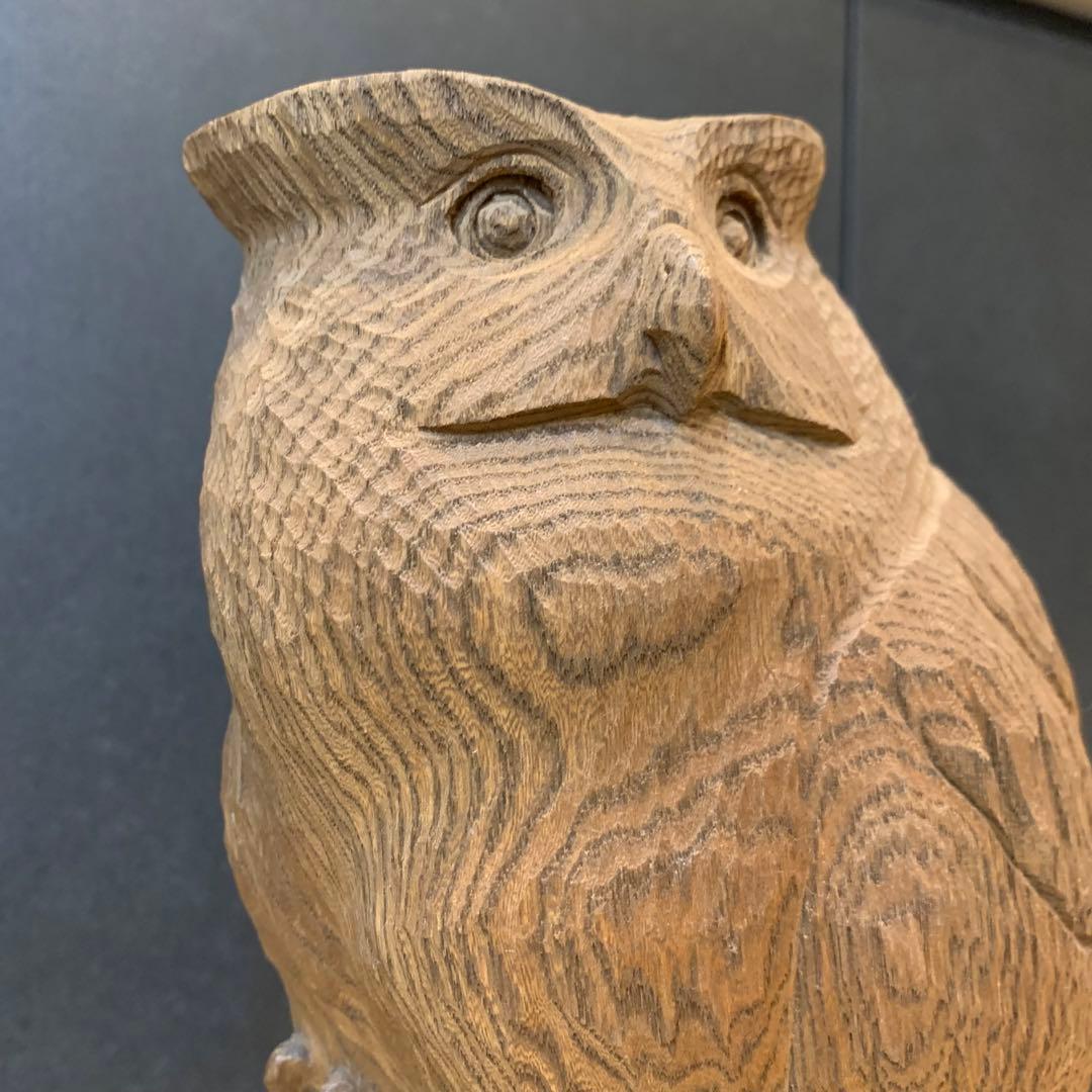 希少✨高瀬秀雄作　シマフクロウ　幸運　木彫り　風水　オブジェ　不苦労　北の使者