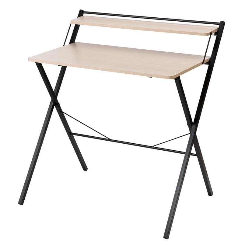 《新品・送料無料》幅80cm◎棚付折りたたみワークデスク テーブル　木目