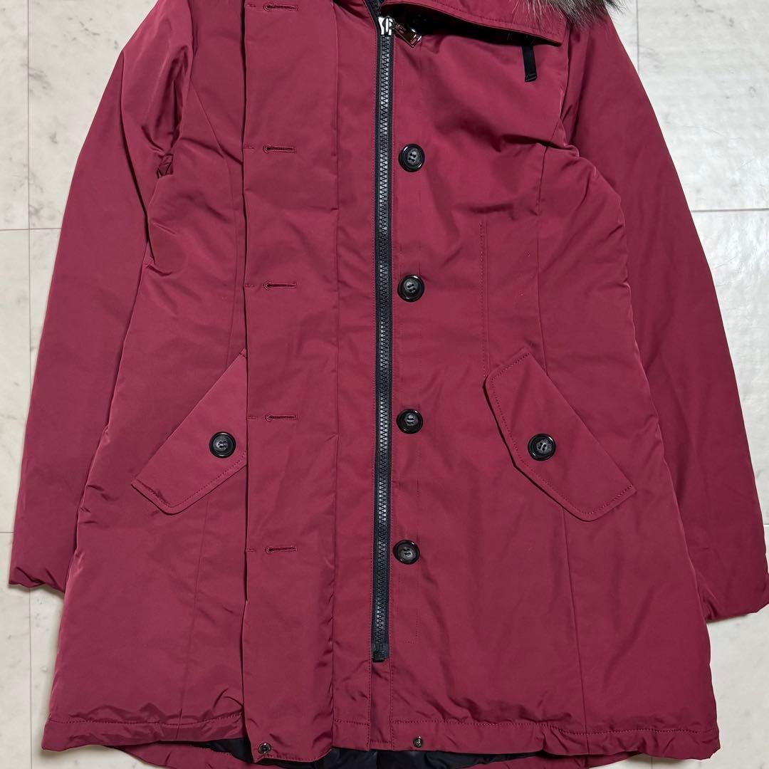Leilian ダウンコート フォックスファー フード付き ワインレッド 9号