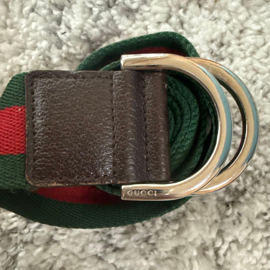 Gucci グリーン/レッド ストライプ ベルト