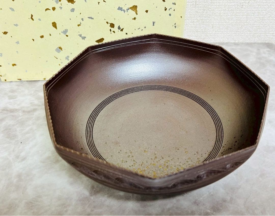 清水焼　八角皿　東栽　深皿　18.5cm　【10224m】