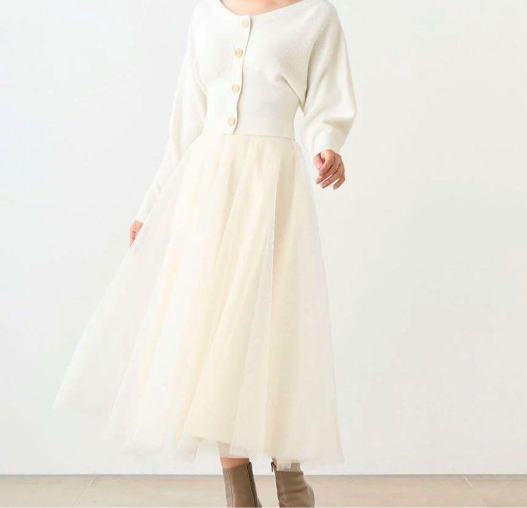 SNIDEL カーデ × チュール スカートセット