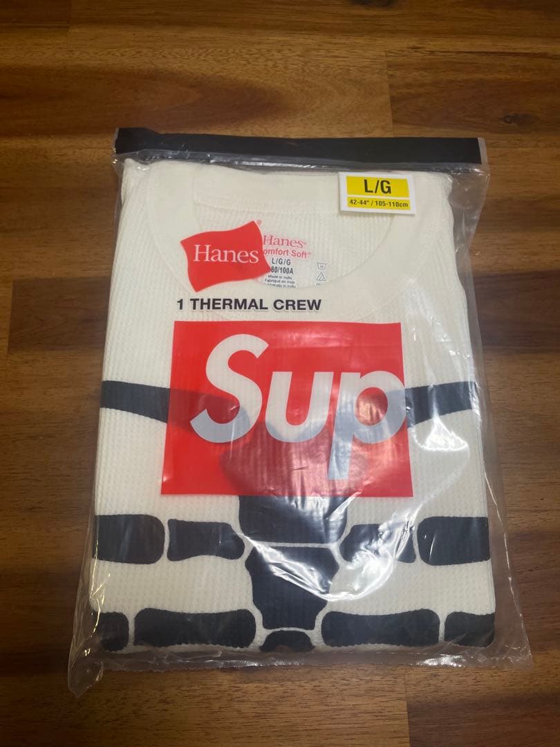 Supreme / Hanes Bones Thermal Crew Lサイズ