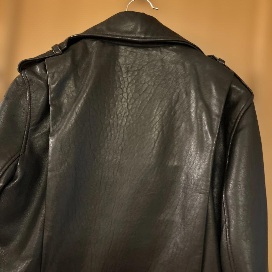 il ブラックレザー 上質 ライダースジャケット ラムレザー Mサイズ
