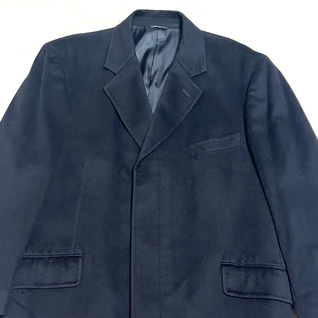 【カシミヤ100%　XL】 ダーバン　ロングチェスターコート　マキシ丈　美品　黒