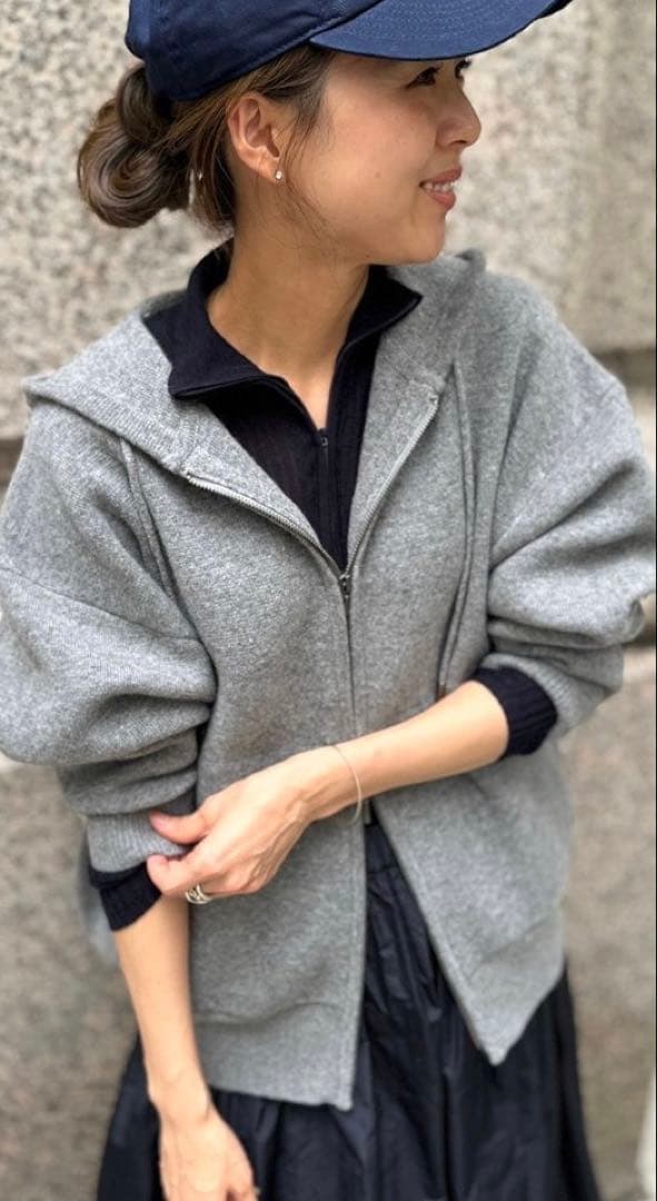 トップス L'Appartement GRAY KNIT HOODIE PARKA