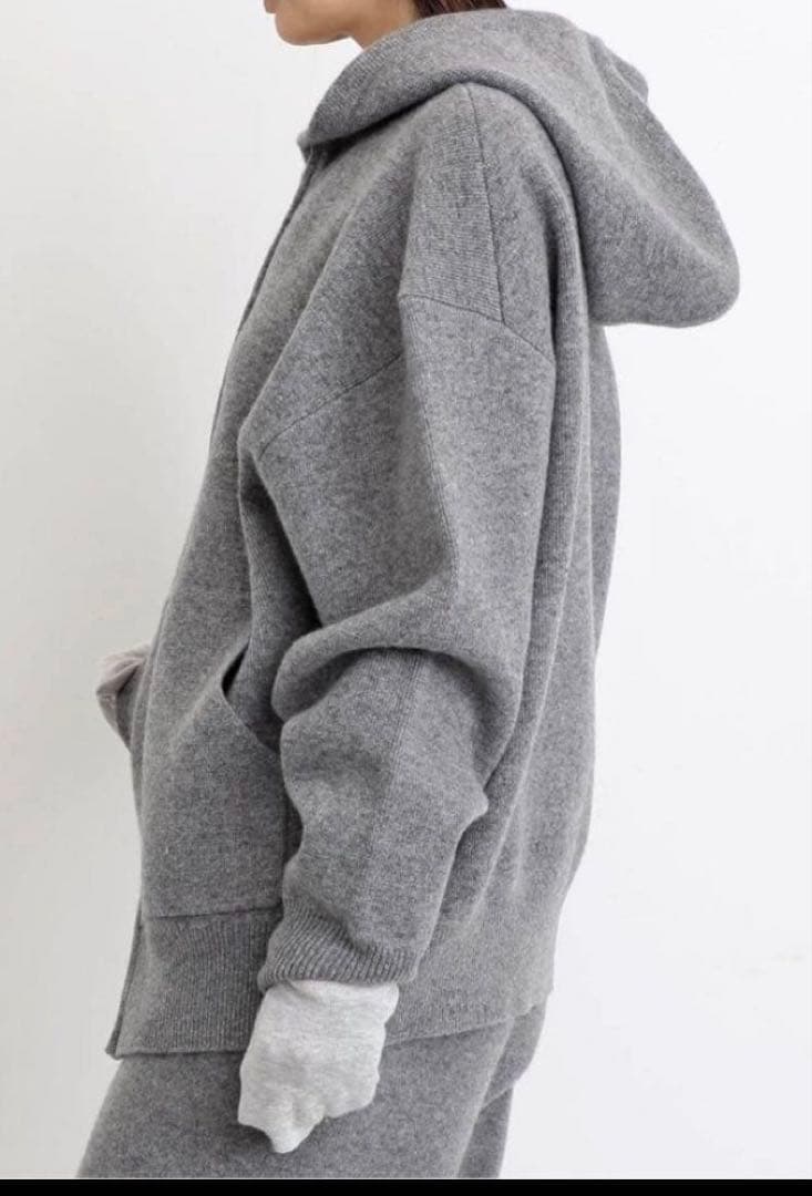 トップス L'Appartement GRAY KNIT HOODIE PARKA