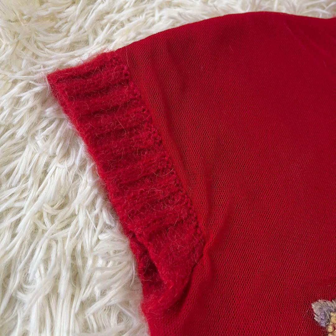 VIVIENNE TAM ヴィヴィアンタム　花柄　刺繍　半袖ニット　　赤