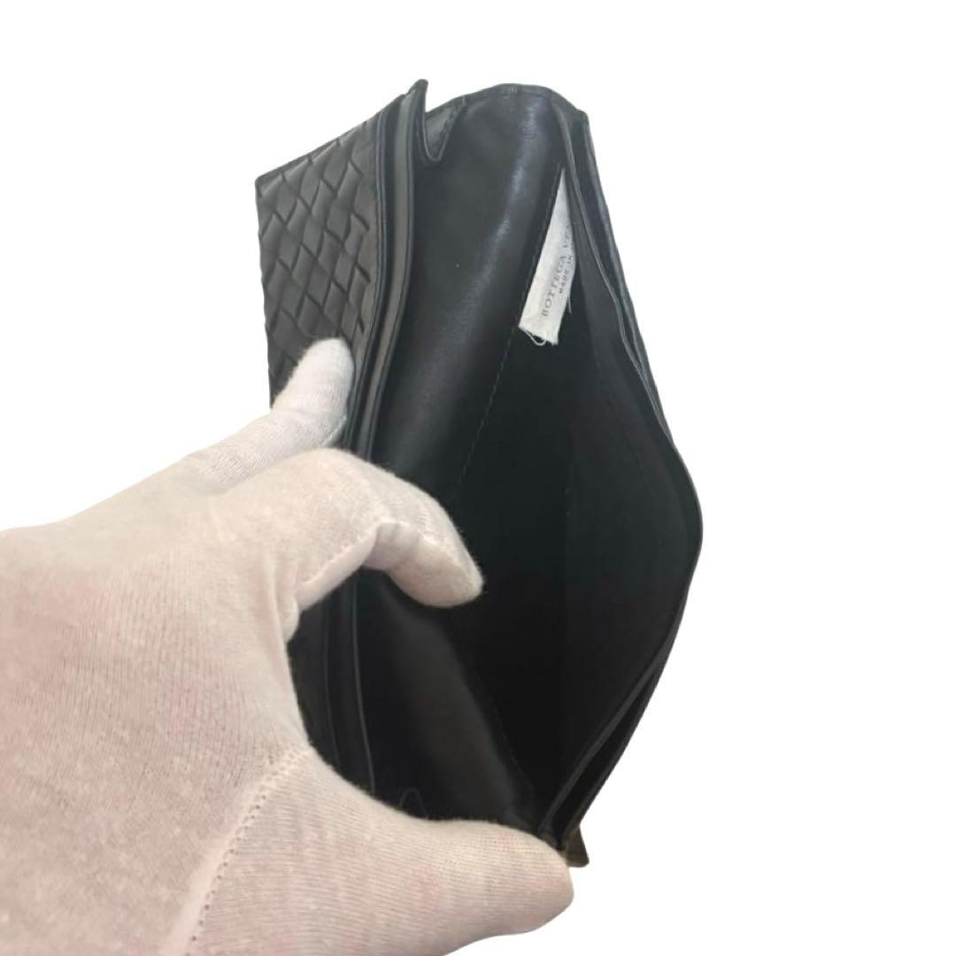 ボッテガヴェネタ　長財布　札入れ　レザー　ブラック　イントレチャート　フラップ