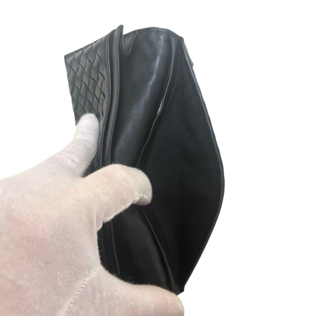 ボッテガヴェネタ　長財布　札入れ　レザー　ブラック　イントレチャート　フラップ