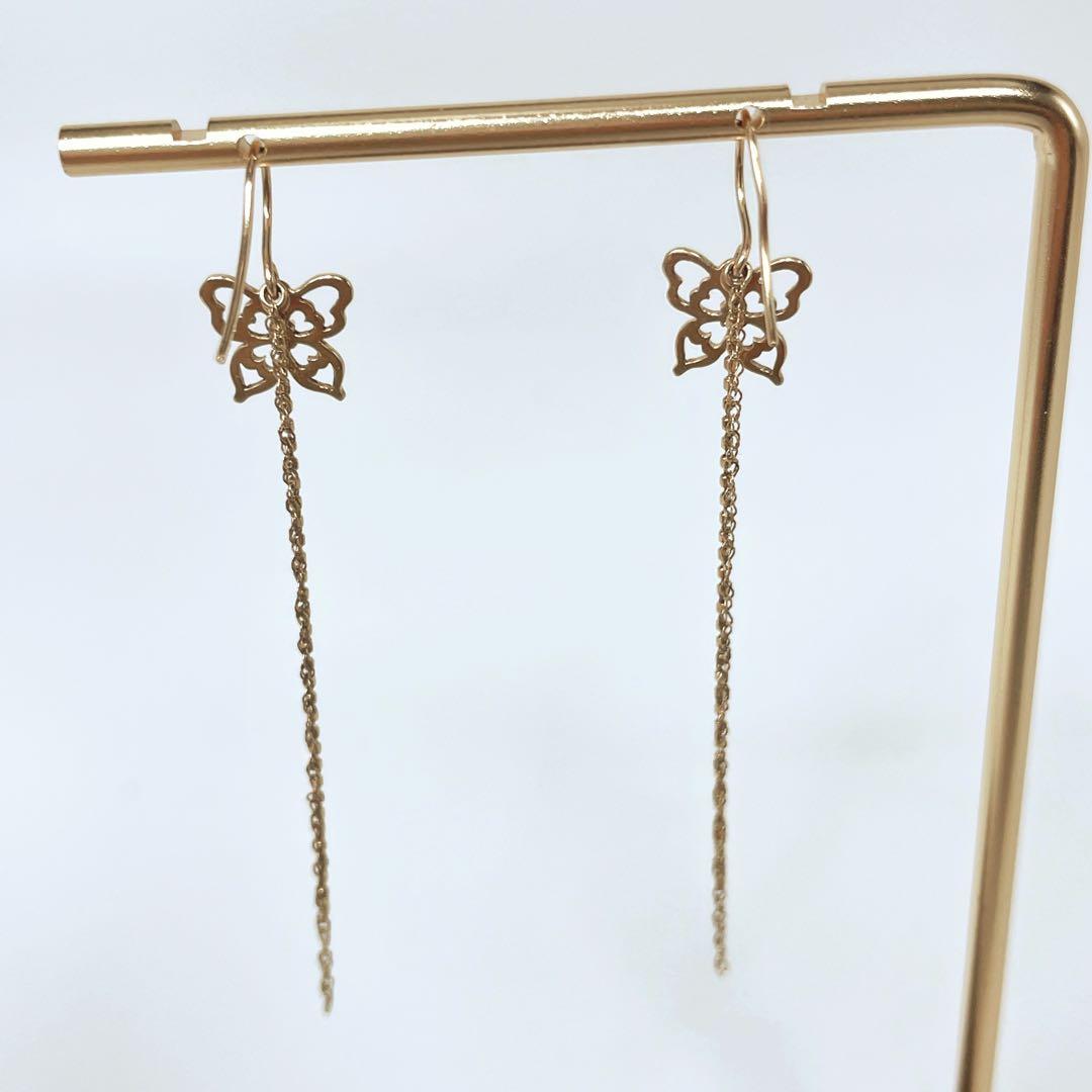 you♡様:::ヴァンドーム青山 K10 ダイヤモンド バタフライ ロングピアス