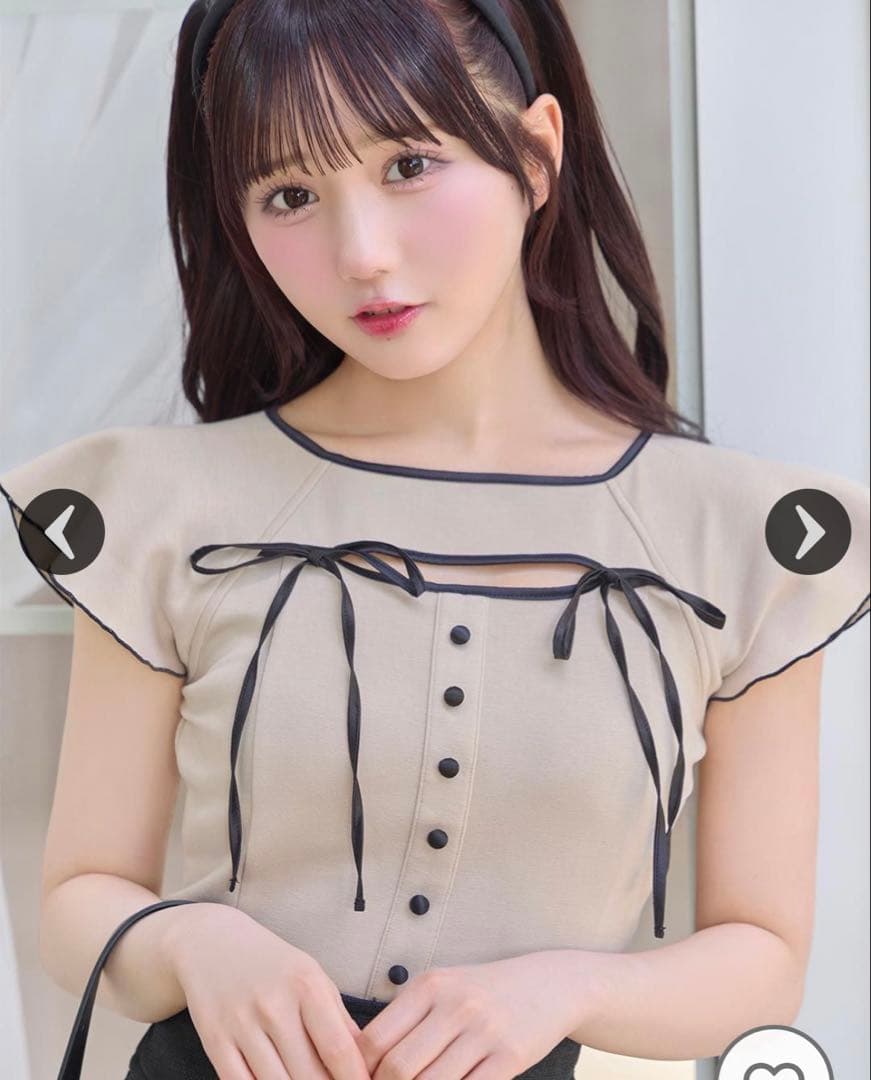 ミシェルマカロン ダブルフレアスリーブリボントップス
