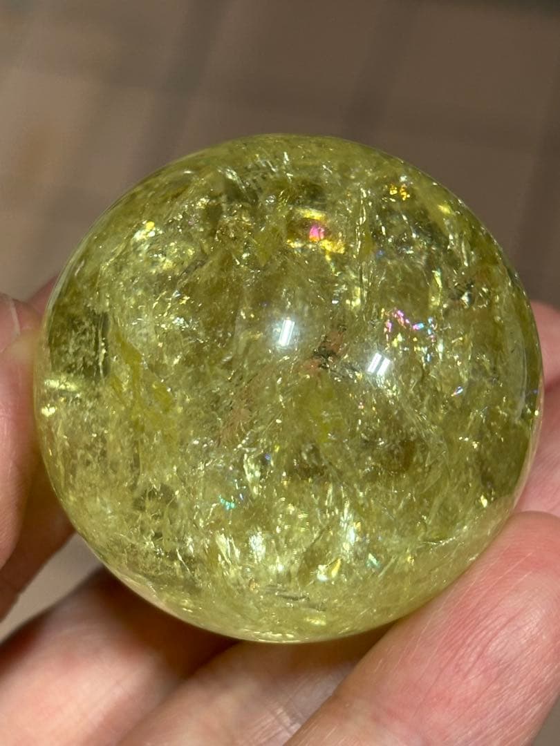 虹満タン　爆虹シトリンスフィア　丸玉4.22cm 煌びやか　シトリン
