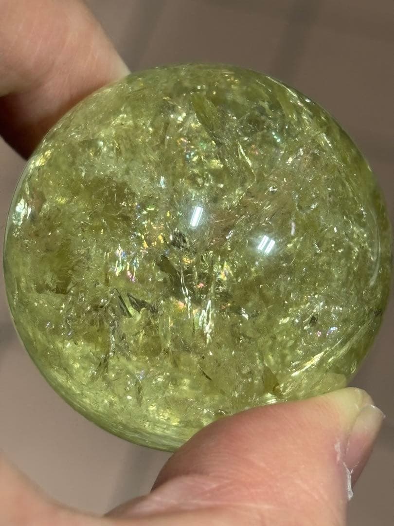虹満タン　爆虹シトリンスフィア　丸玉4.22cm 煌びやか　シトリン