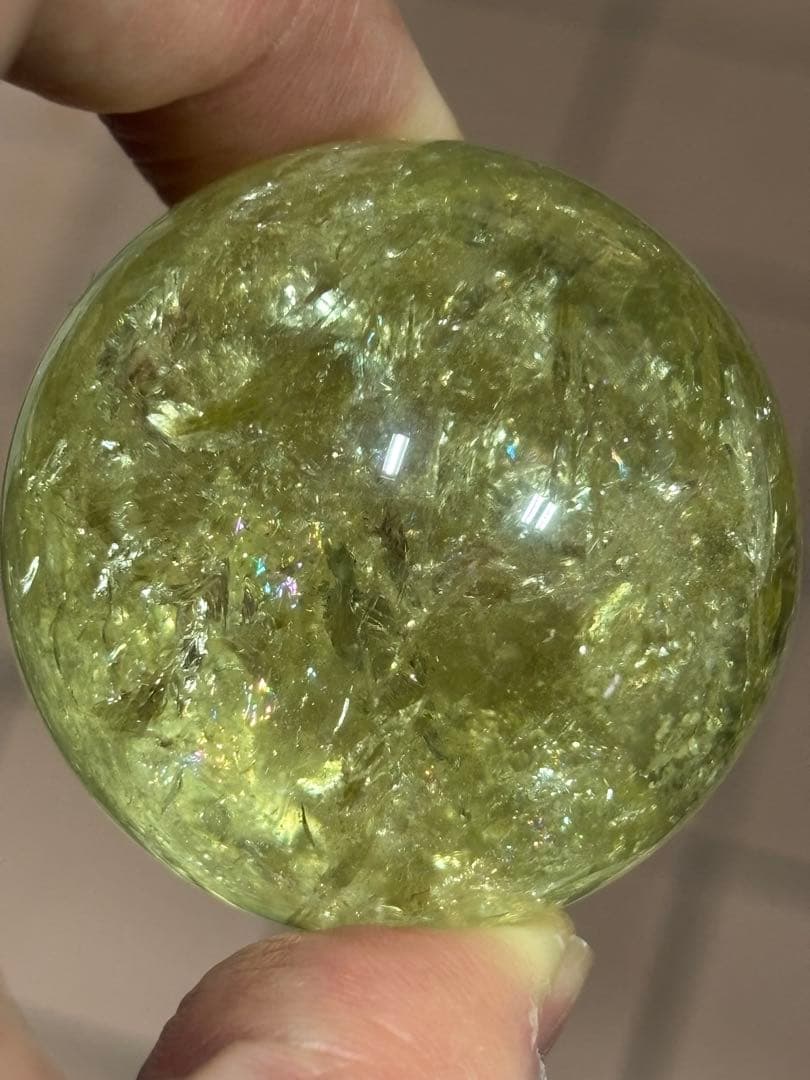 虹満タン　爆虹シトリンスフィア　丸玉4.22cm 煌びやか　シトリン