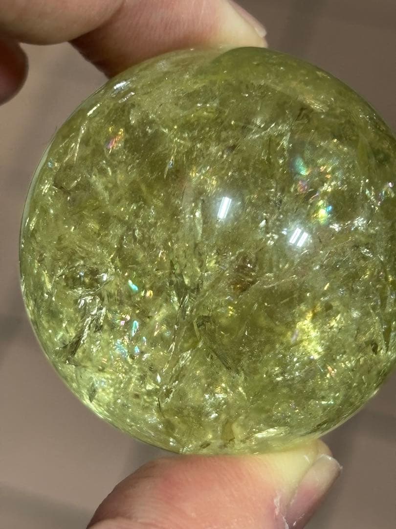虹満タン　爆虹シトリンスフィア　丸玉4.22cm 煌びやか　シトリン