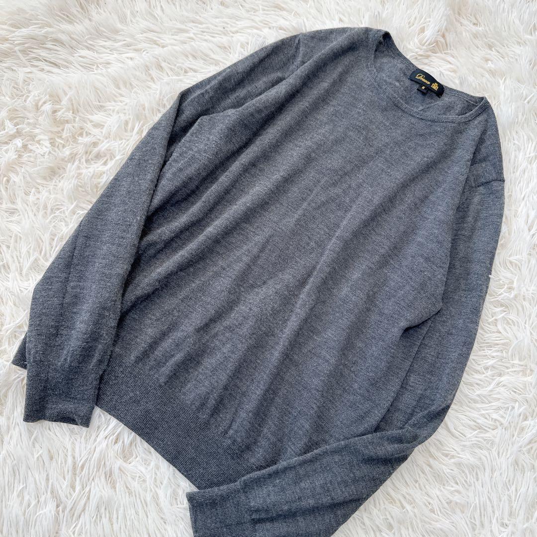美品　Drawer 18Gクルーネックプルオーバー　カシミヤ　シルク　グレー　２