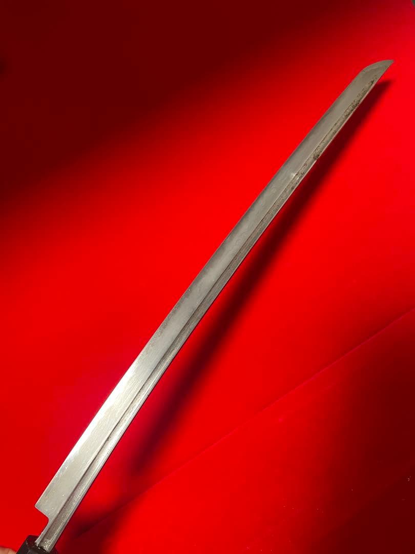 No.01367 包丁　マグロ包丁　先丸筋　両刃　玉鋼製　刃文綺麗　未使用品