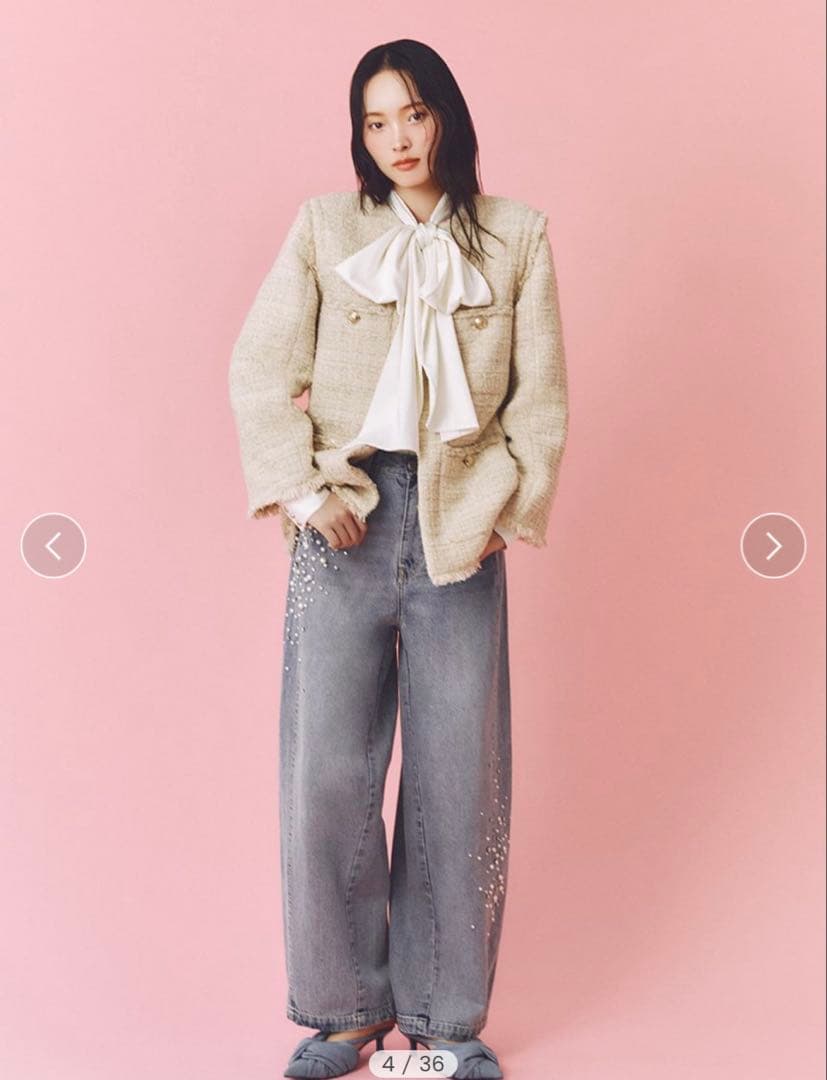 【最終値下げ】FRAY ID ハイウエストビジューデニム 新品未使用