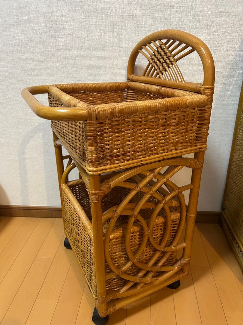 コイズミ　ラタン　ランドリーラック　ランドリーバスケット　脱衣籠
