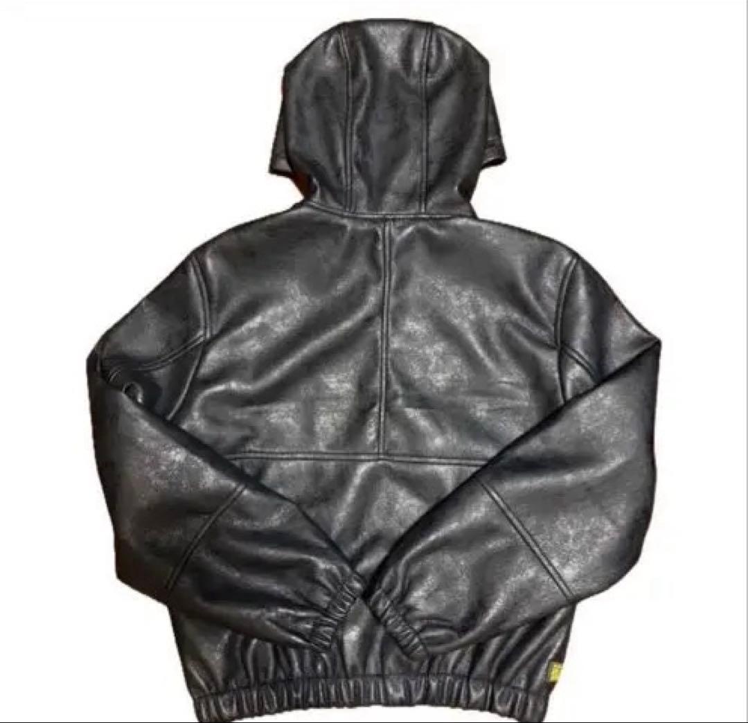 ZARA レザー ジップパーカー フーディー　S