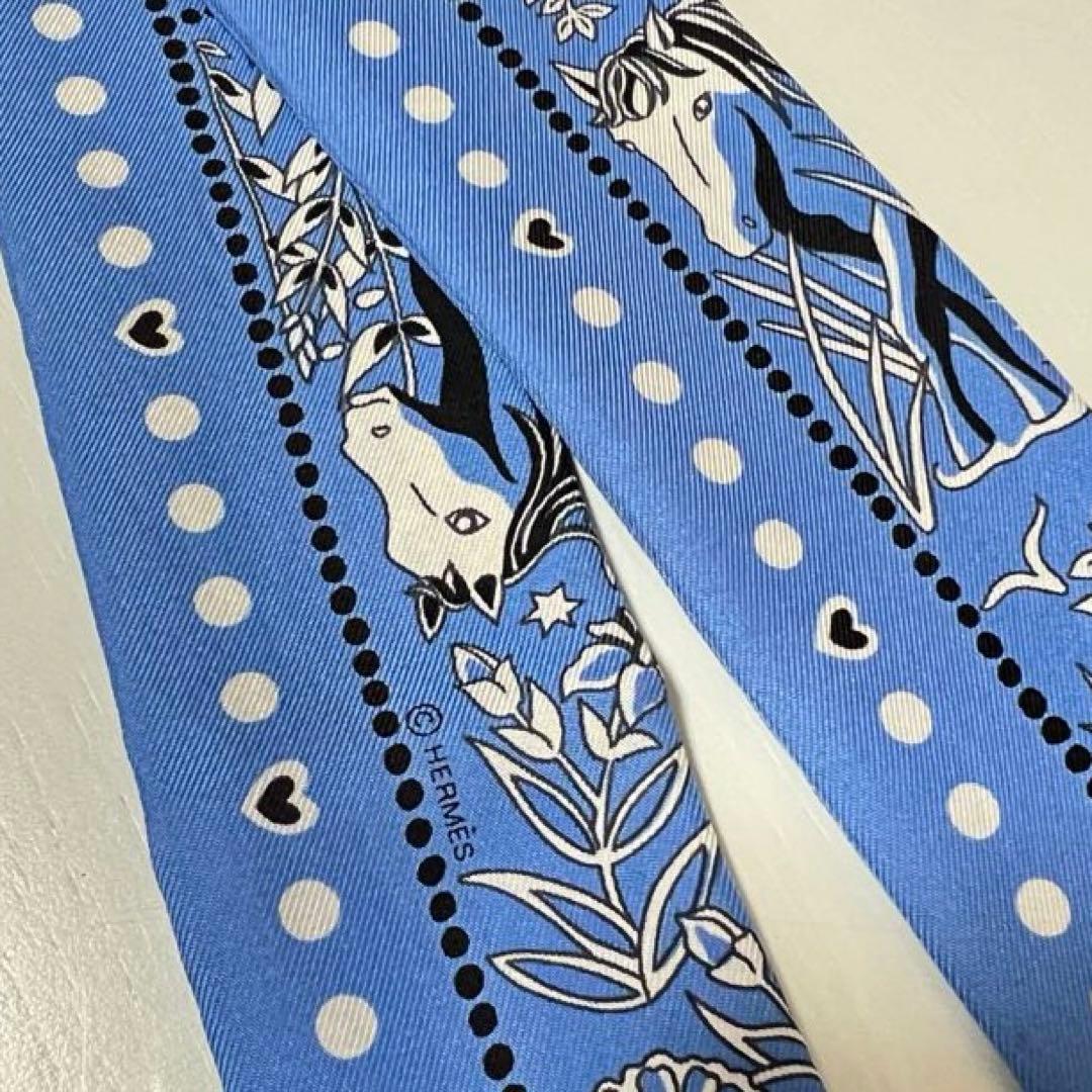 【美品】エルメス★HERMES★ツィリー★ブルー ホワイト★ツイリー★バンダナ柄