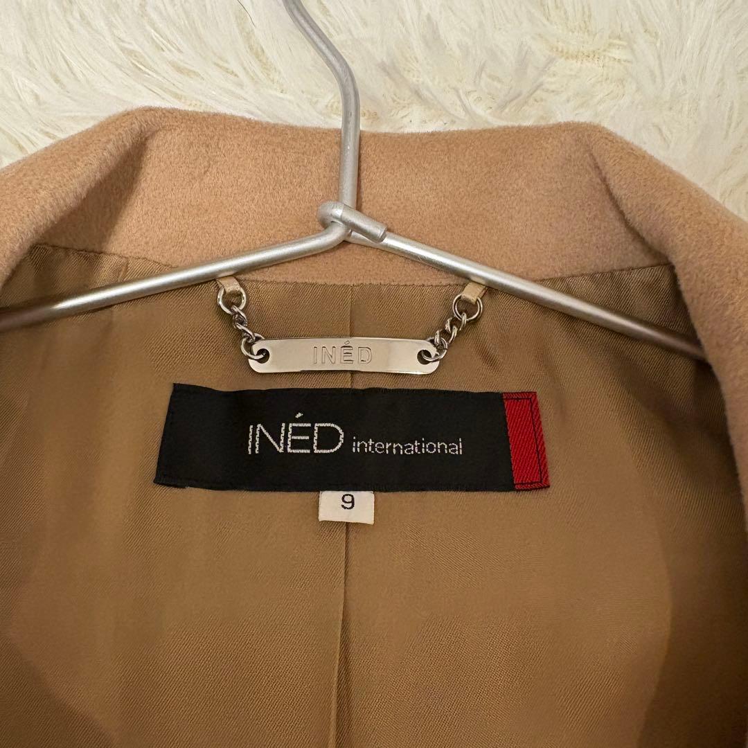 【極美品✨カシミヤ100%】INED バックベルト付 ロングデザインコート 9号