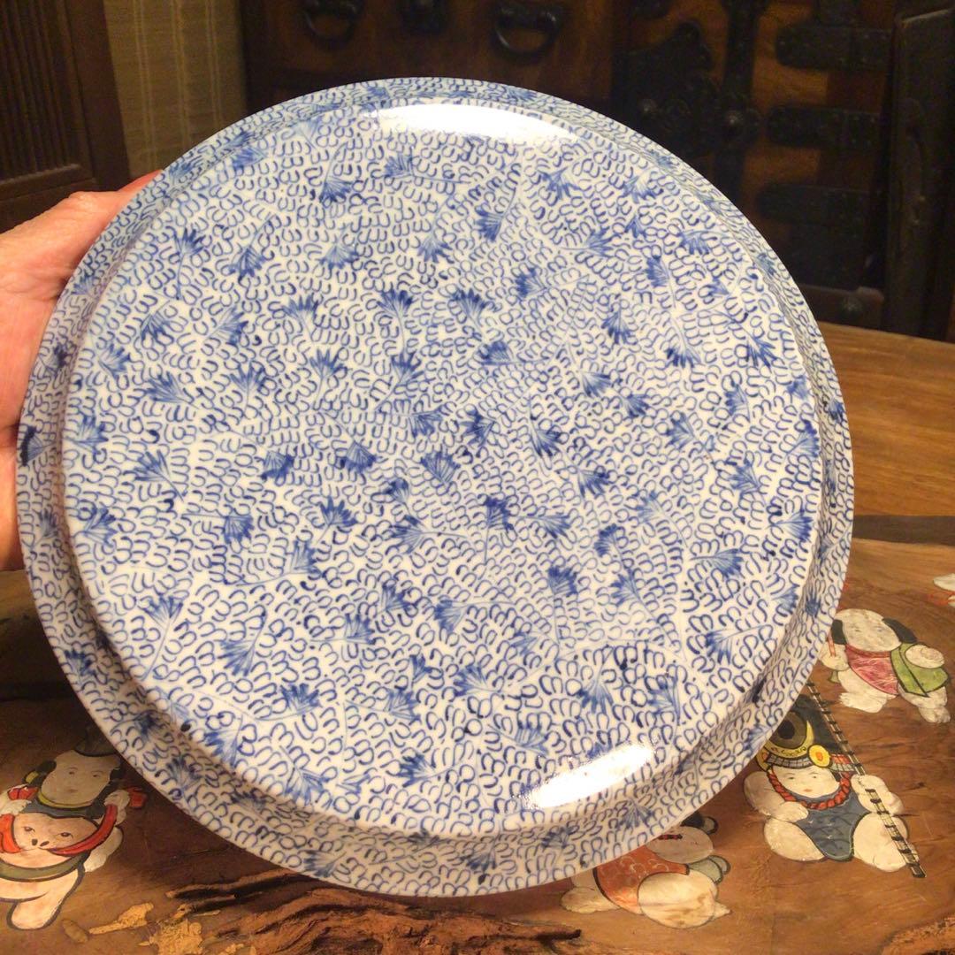 A895 古伊万里　染付　　微塵唐草　　蓋物