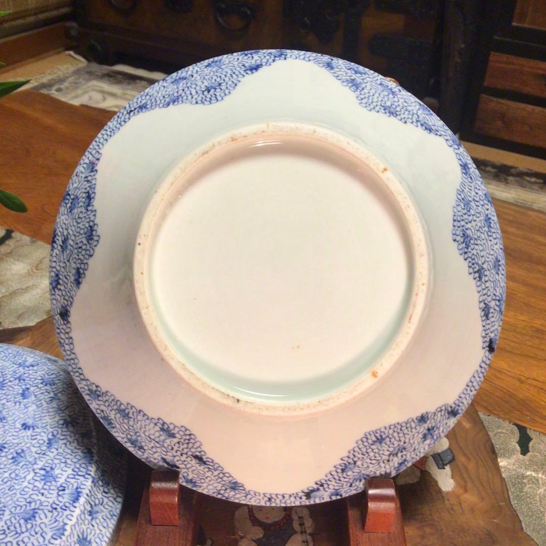 A895 古伊万里　染付　　微塵唐草　　蓋物