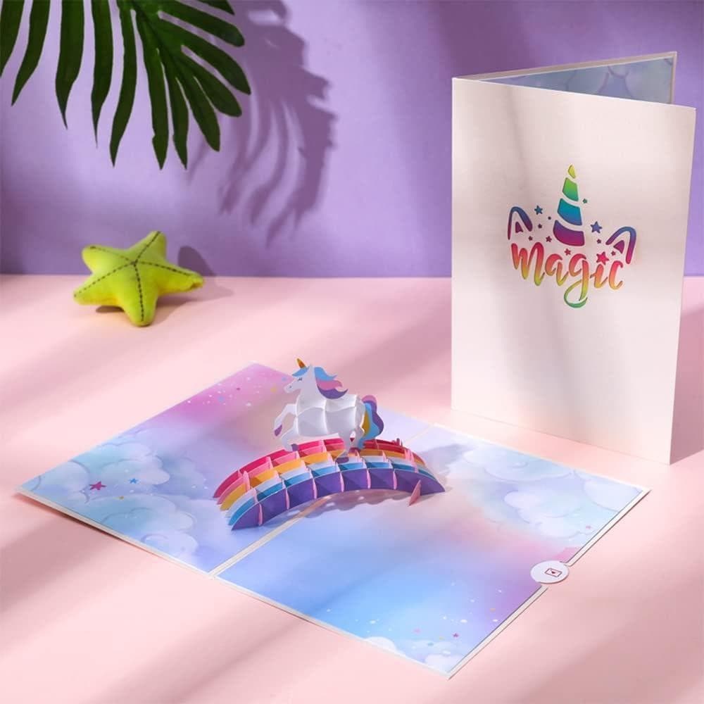 ☆グリーティングカード 立体バースデーカード ポップアップ ユニコーン