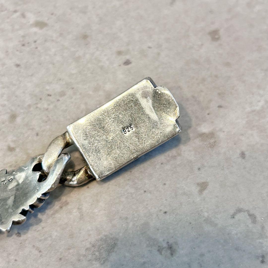 【希少】Silver925 フローラルデザイン シルバー リンクブレスレット