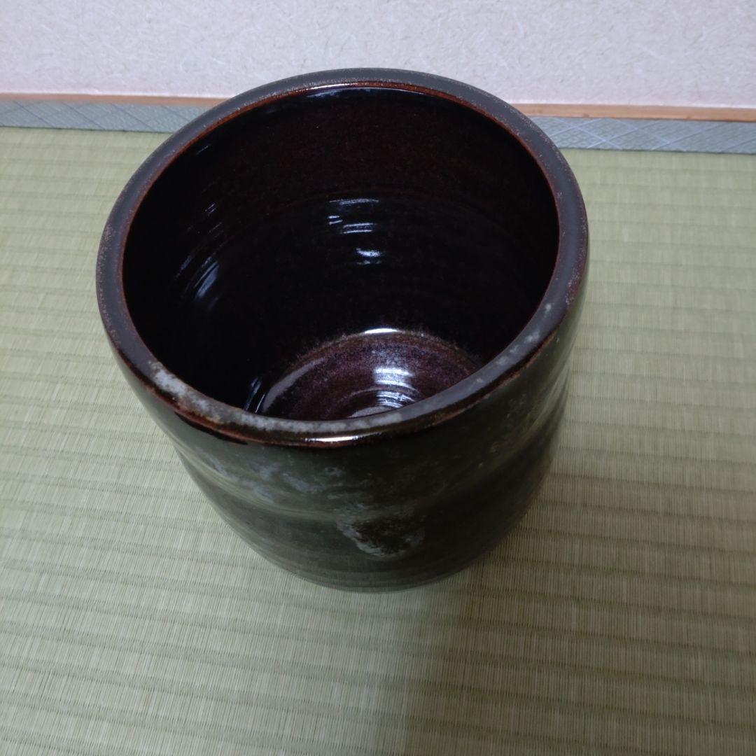 値下げ　水指　鉄砂釉　杉田祥平作　清閑寺窯　茶道具