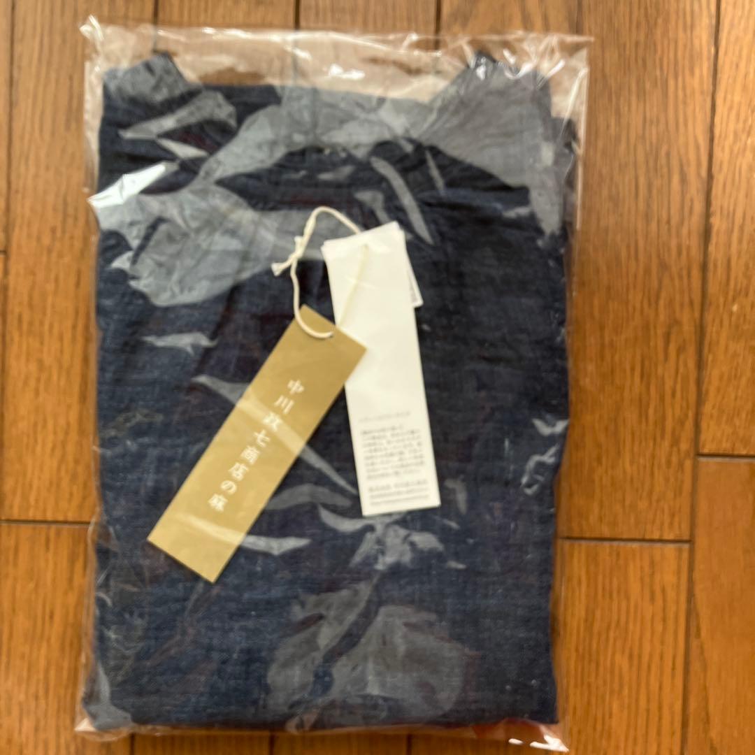 新品未使用　麻のかや織 モックネックブラウス