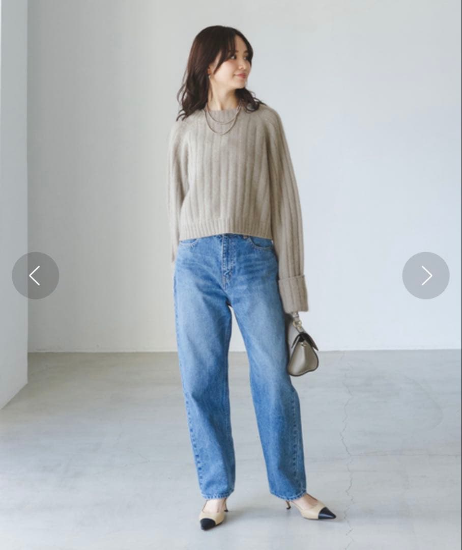 美品＊YAK ワイドリブニットプルオーバー グレー