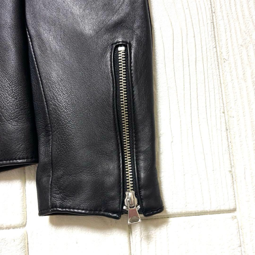 美品 STUDIOUS シングル ライダース ジャケット 羊革 ブラック 黒 M