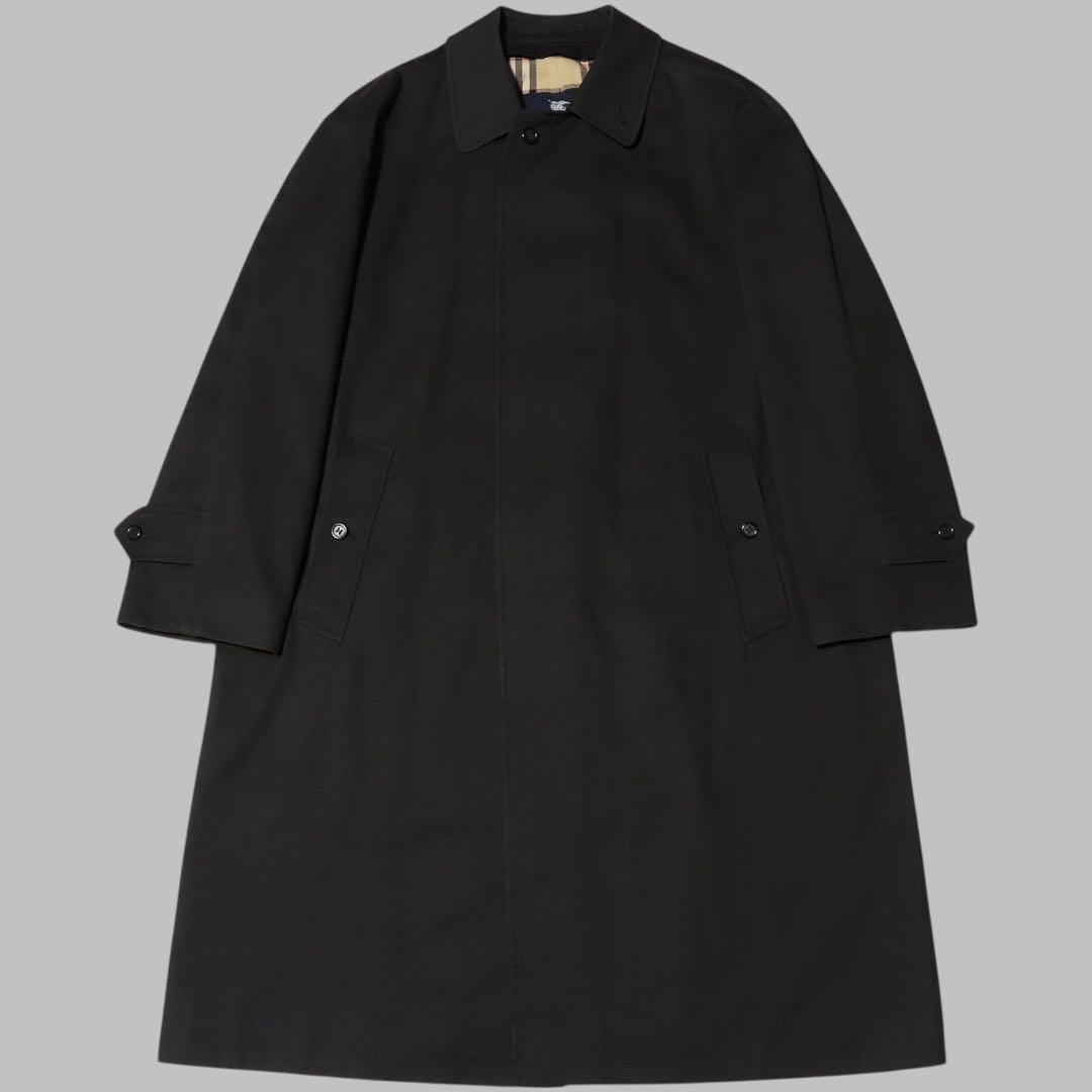 BURBERRY★ノバチェック柄 ステンカラーコート★ブラック★黒★英国製★L