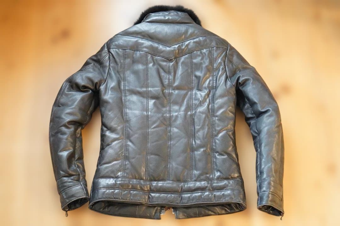 シェラック 羊革 レザー ダウン ジャケット 48 リアルファー L