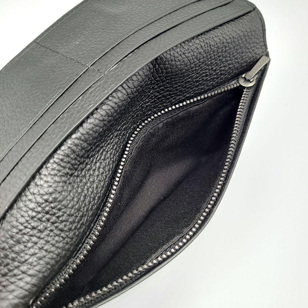 COACH 長財布 新品 ブラック ペブルレザー お札入れ 小銭入れ